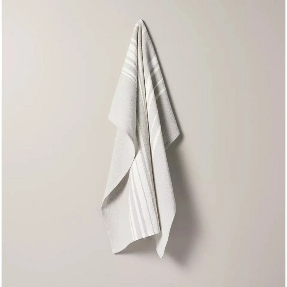 Magnolia Hearth & Hand Kitchen Flour Sack Dish Towel Block Stripe Gray Dishtowel